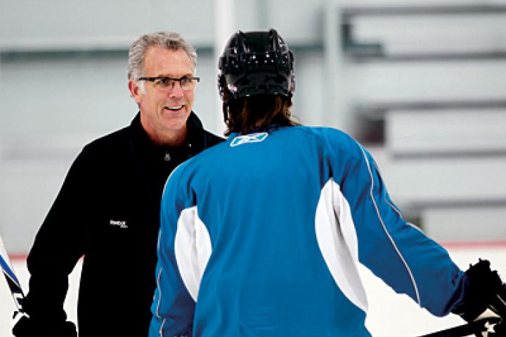 Craig MacTavish on the ice at a Chicago Wolves training camp