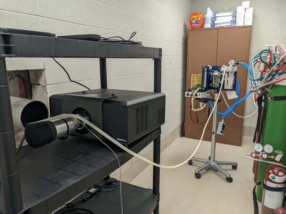 Anesthetic line running through the MRI bore