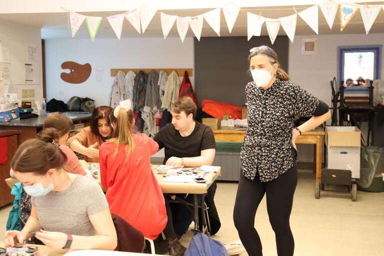 Art Conservation and Art History graduate students in a hands-on workshop led by Pamela H. Smith, March 3, 2023.