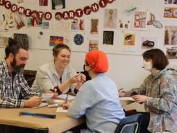 Art Conservation and Art History graduate students in a hands-on workshop led by Pamela H. Smith, March 3, 2023.