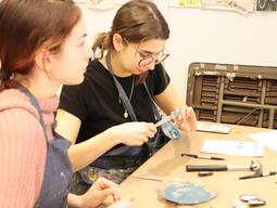 Art Conservation and Art History graduate students in a hands-on workshop led by Pamela H. Smith, March 3, 2023.