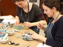 Art Conservation and Art History graduate students in a hands-on workshop led by Pamela H. Smith, March 3, 2023.