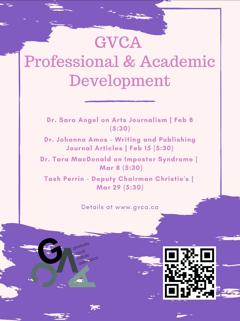 Poster for GVCA's Professional & Academic Development events