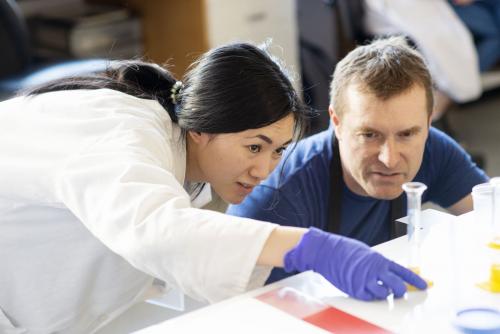 Two people working in a lab