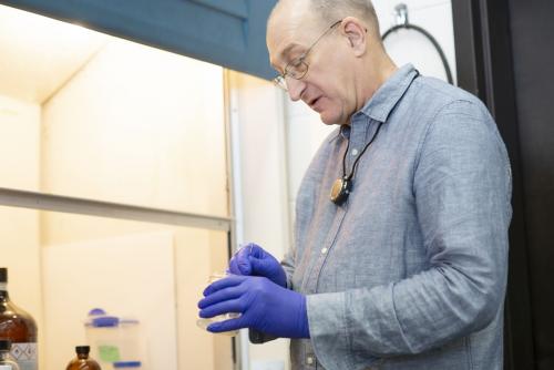 A person using lab equipment