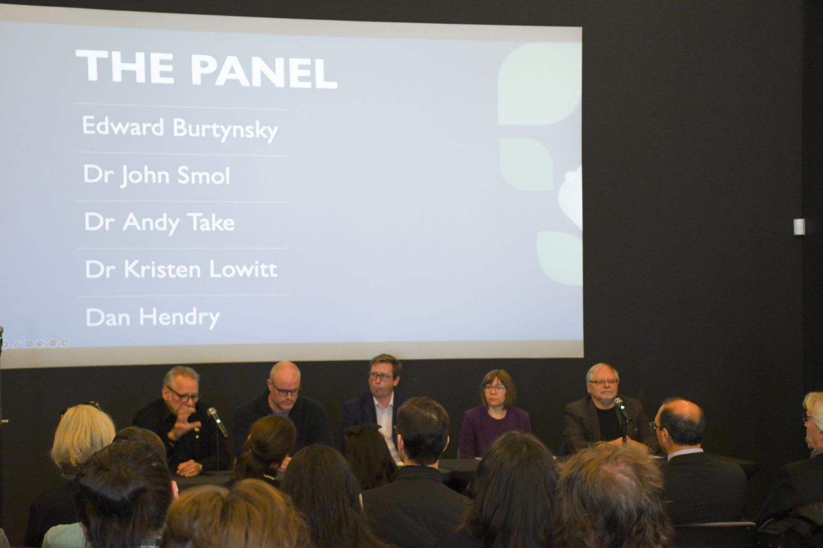 The expert panel discusses sustainability during the Standing Whale event last week.
