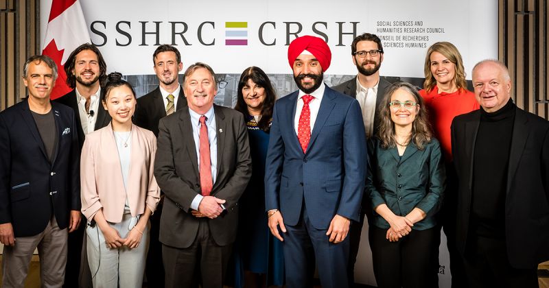 The SSHRC Impact Award winners, including Queen’s University’s Will Kymlicka are congratulated by Navdeep Bains, Minister of Innovation, Science, and Industry. (Supplied Photo)