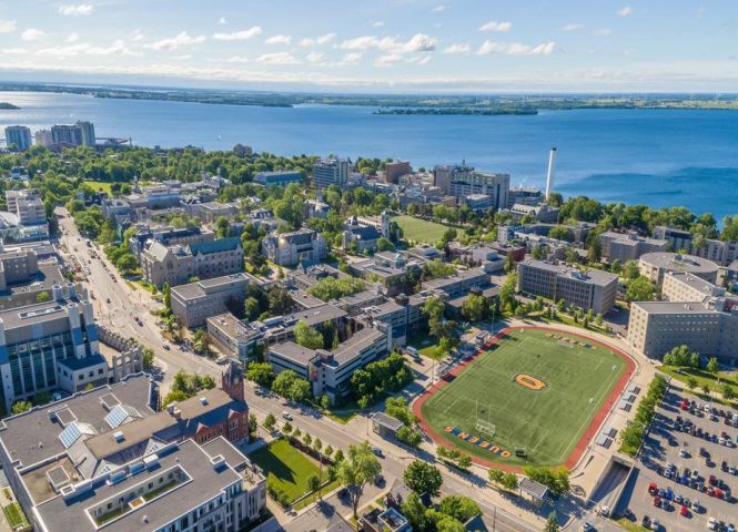 Aerial image of Queen's University campus.