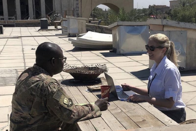 Dr. Stéfanie von Hlatky conducting research interviews in Baghdad with the NATO Mission in Iraq. (Credit: Dr. Stéfanie von Hlatky)