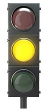 Yellow light illuminated on traffic light