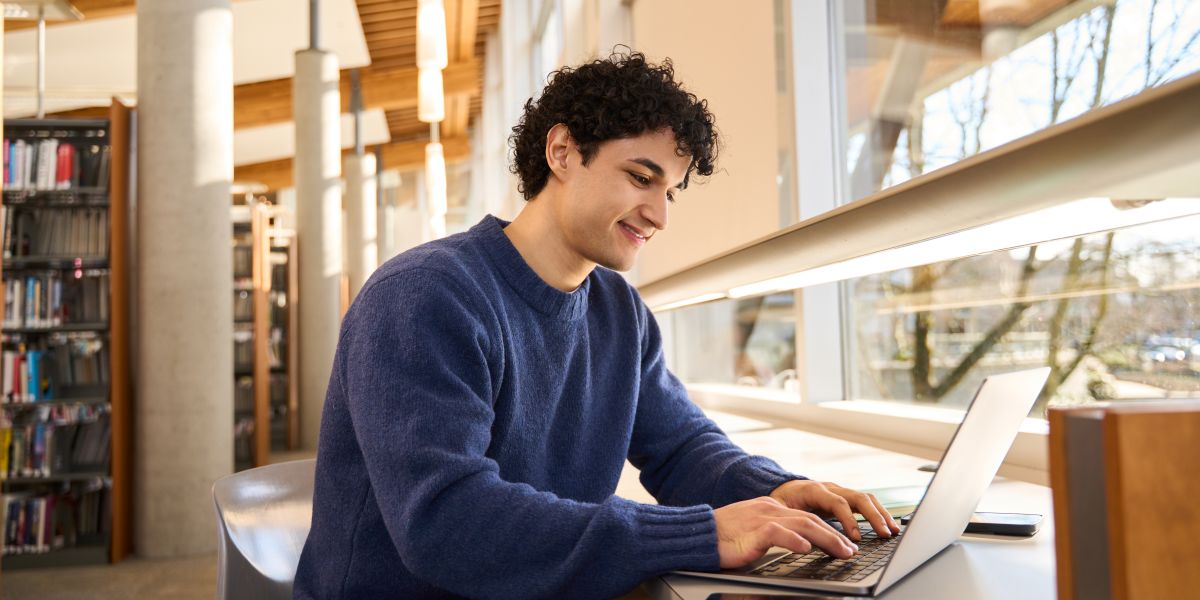 Graduate student studying.