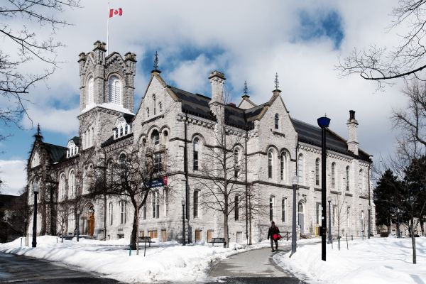 Theological Hall at Queen's University in winter
