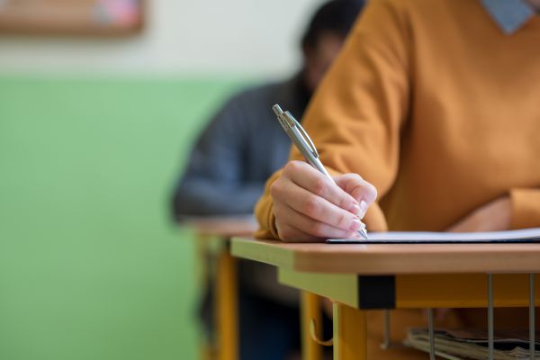 Student writing an exam
