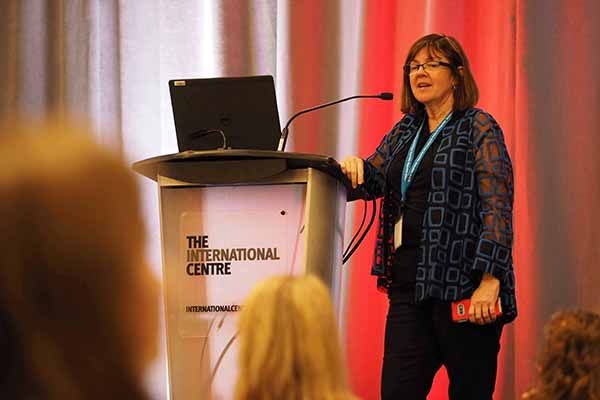 Wendy Powley, Assistant Professor at the Queen's School of Computing, speaks during the Canadian Celebration of Women in Computing (CAN-CWiC).