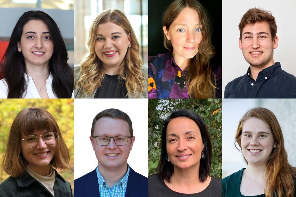 Clockwise: Fateme Babaha, Mackenzie Collins, Jessica Hallenbeck, Joshua Kofsky, Sandra Smeltzer, Jodi-Mae John, Michael P.A. Murphy, Chloe Halpenny.