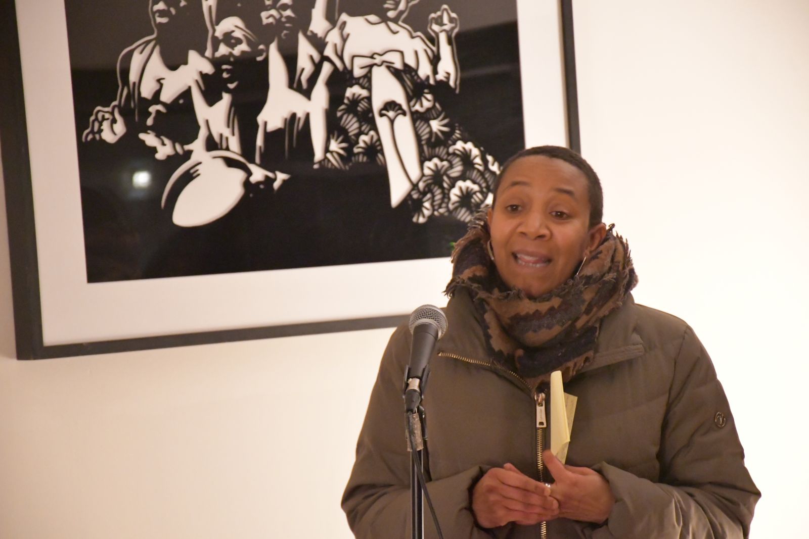 Stephanie Simpson (Vice-Principal of Culture, Equity, and Inclusion) speaking at event.