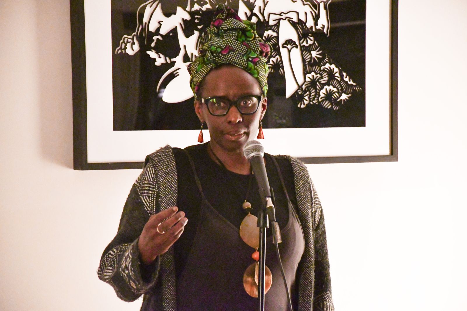 Juliane Okot Bitek, Professor, speaking at event