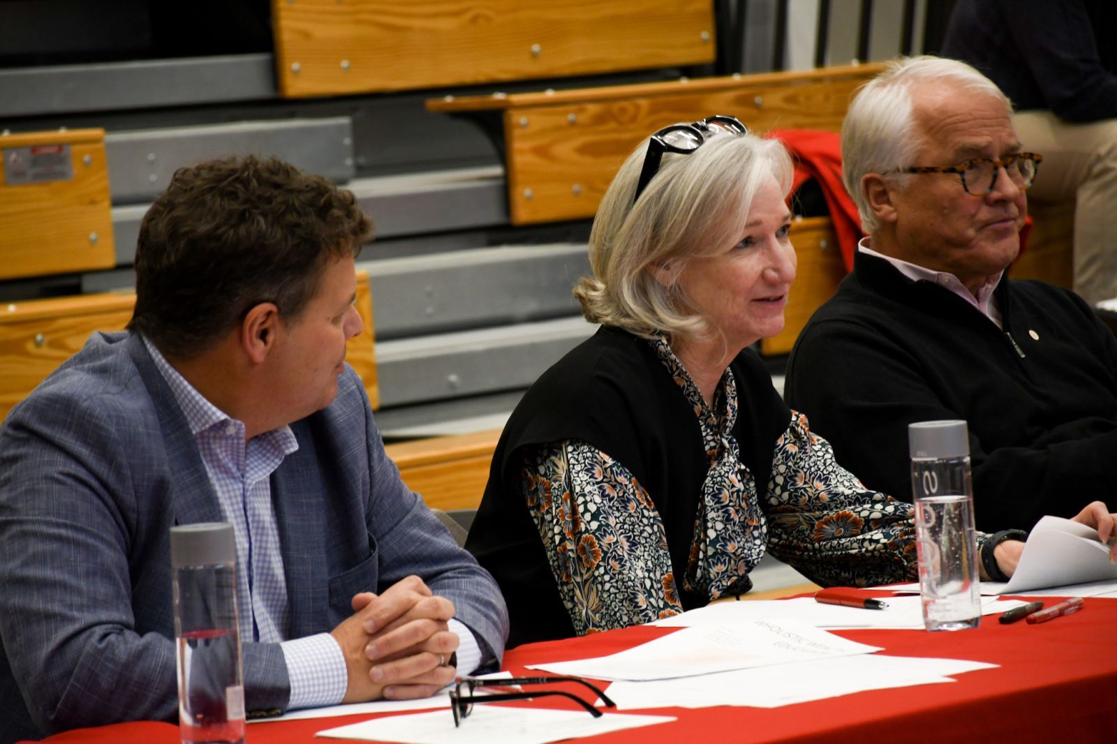 Left to right: Judges Zachary Dutton, Dean Barbara Crow, Morton Friis (ArtSci ’77)