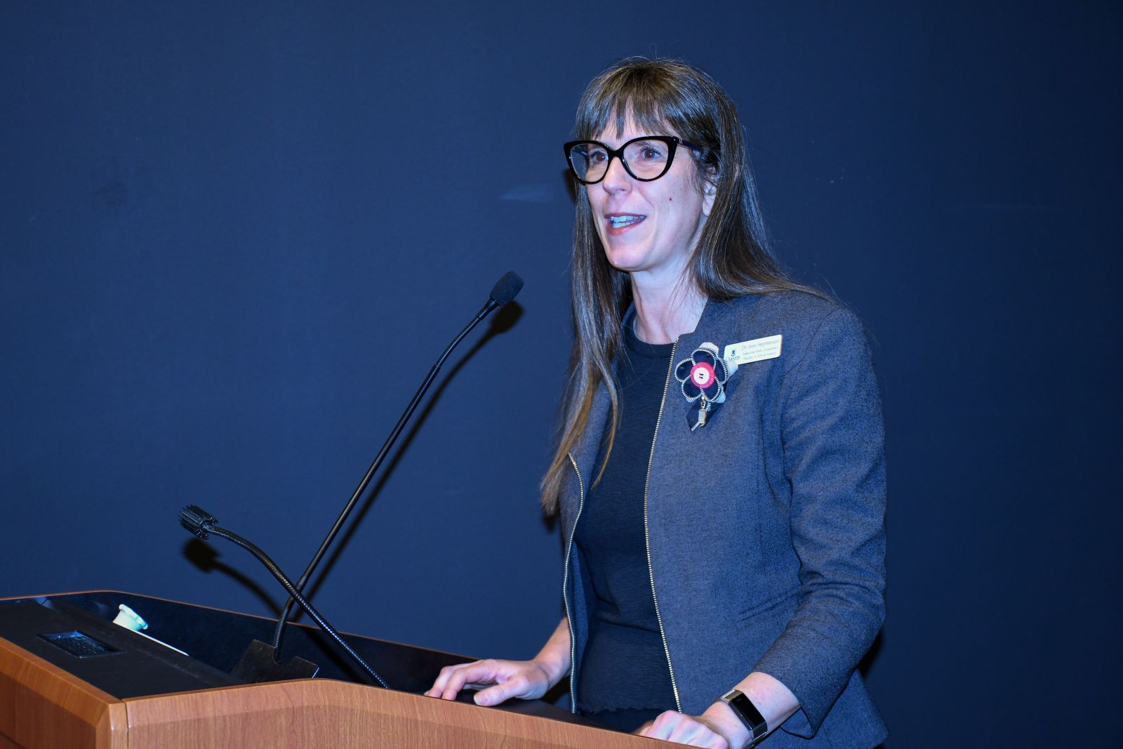 Jenn Stephenson, Associate Dean (Academic) speaks at the event.