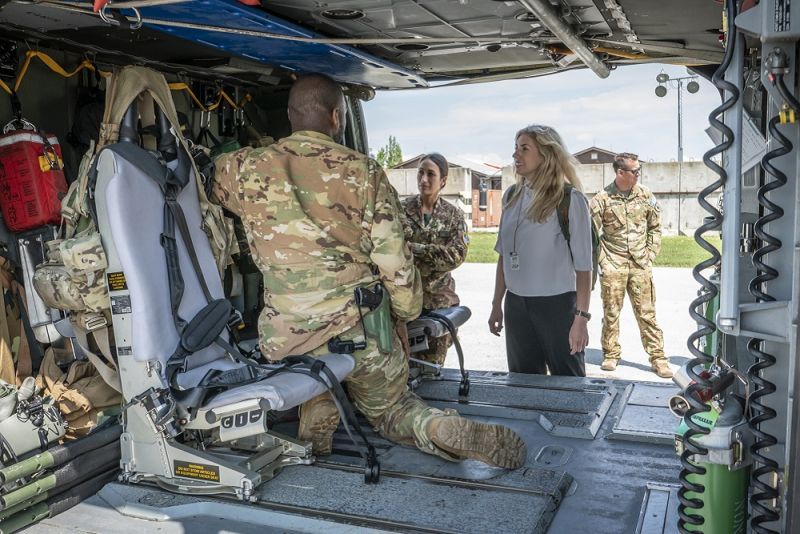Dr. Stéfanie von Hlatky on a site visit in Kosovo with the NATO Kosovo Force. (Credit: NATO)