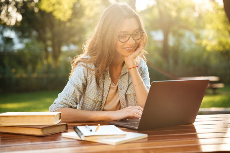 Woman in front of laptop