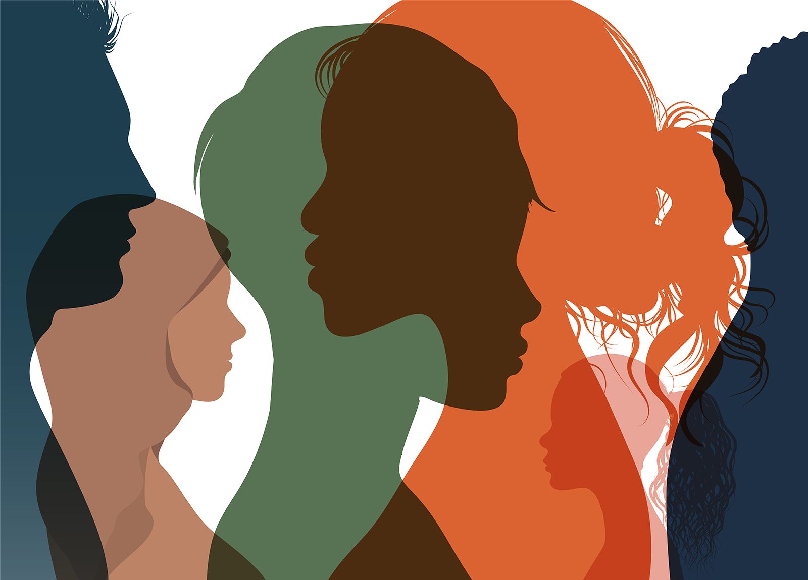 Silhouettes of diverse people
