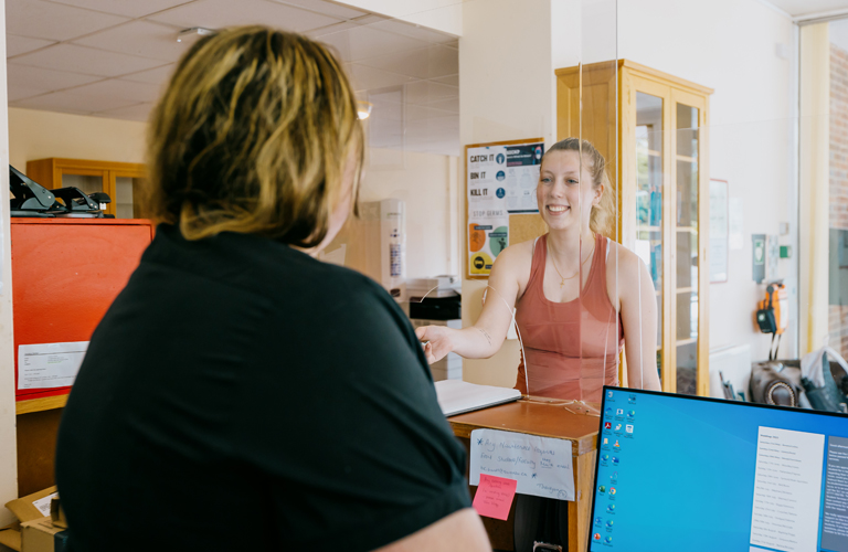 reception area of Bader Hall