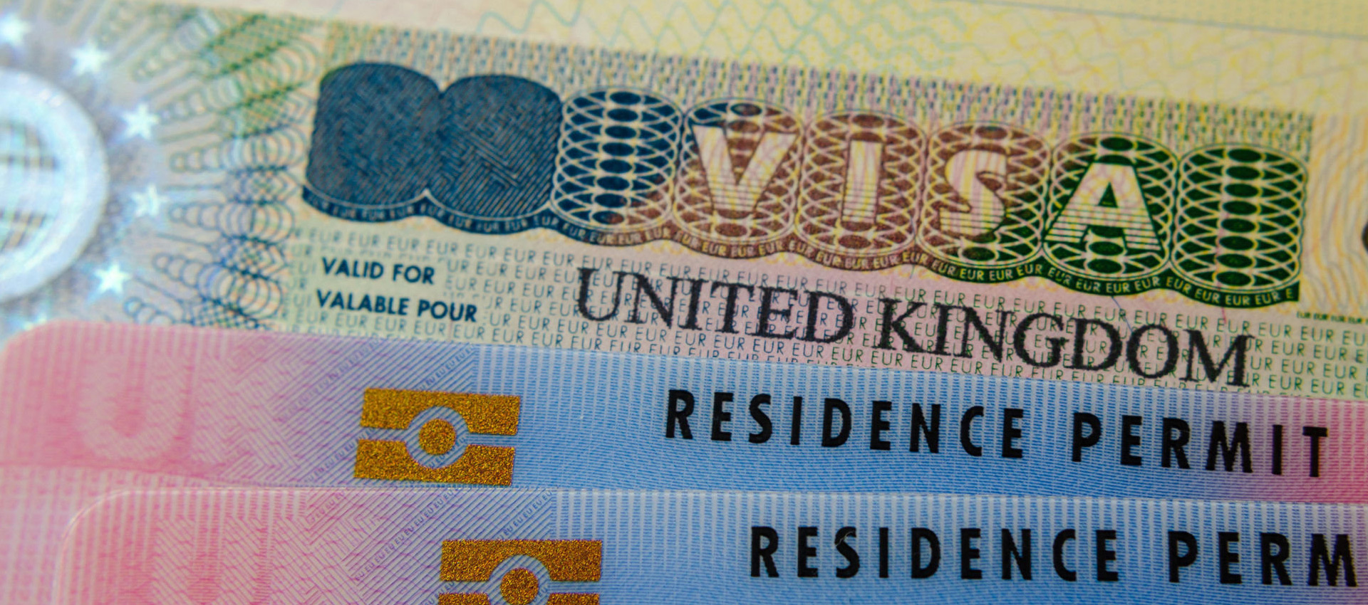 Closeup of a UK visa