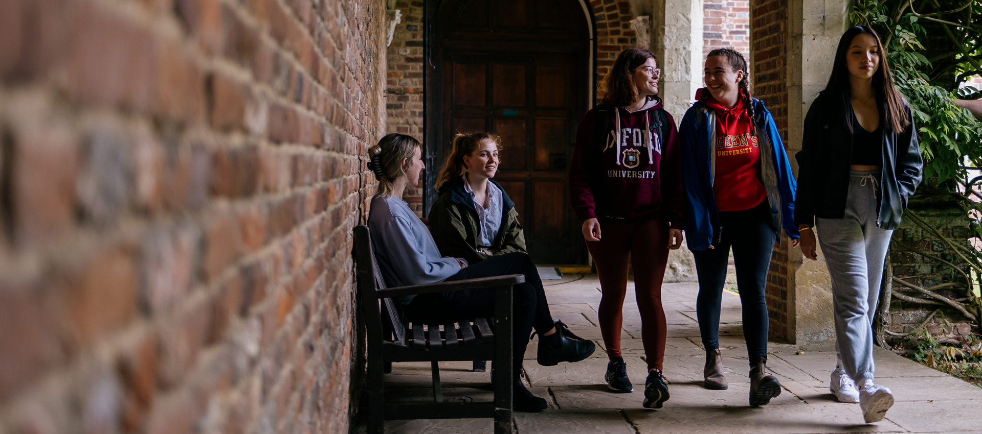 Students walk through the Cloisters