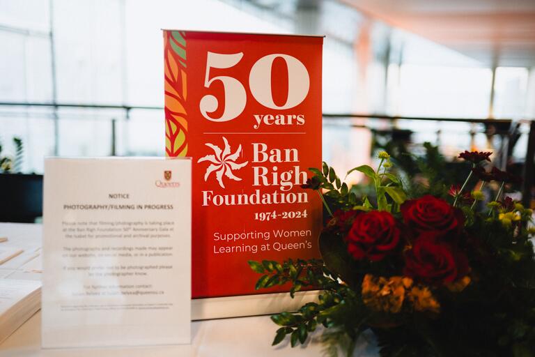 Ban Righ 50th table sign