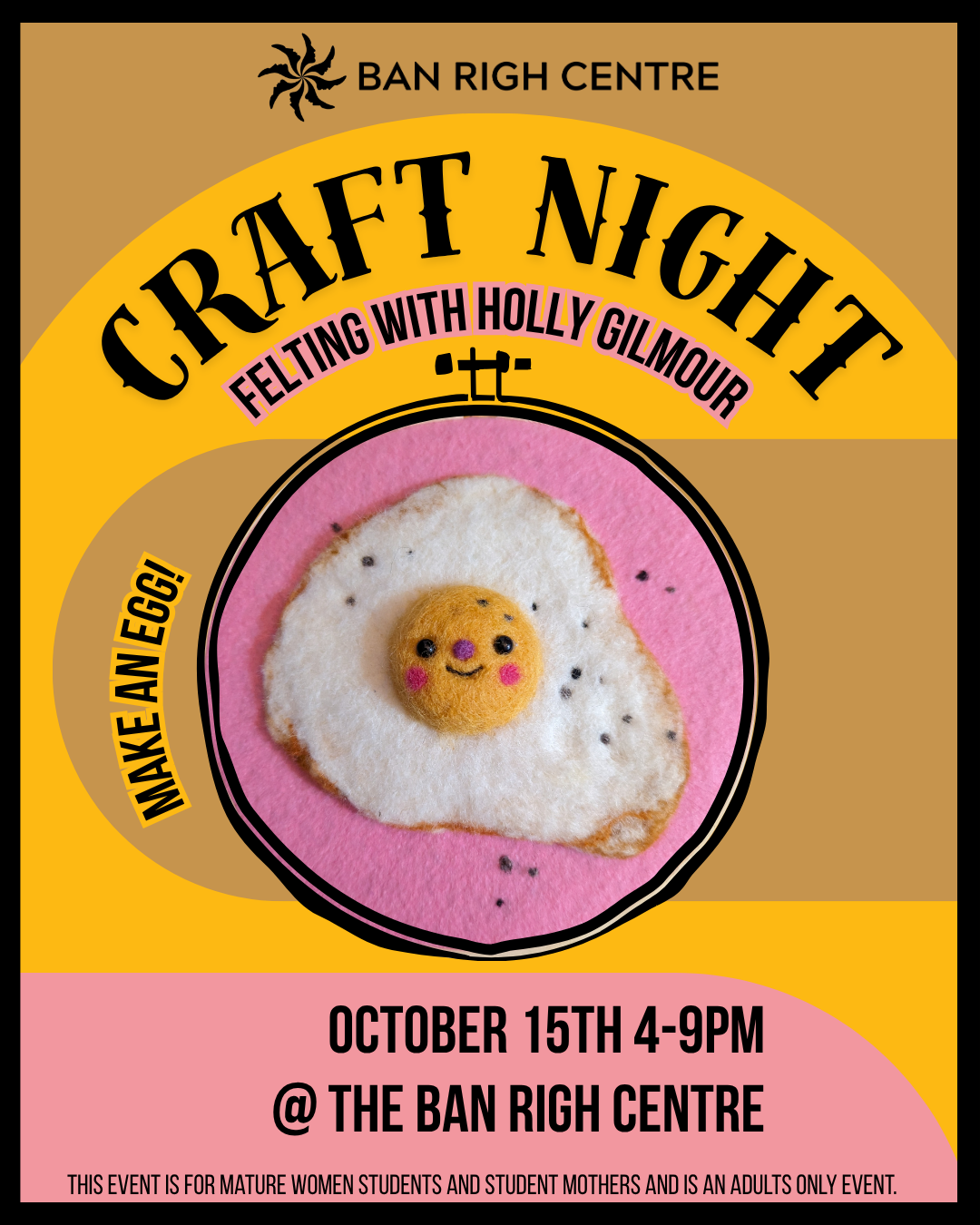 image of a felted egg craft with the text "Craft Night"