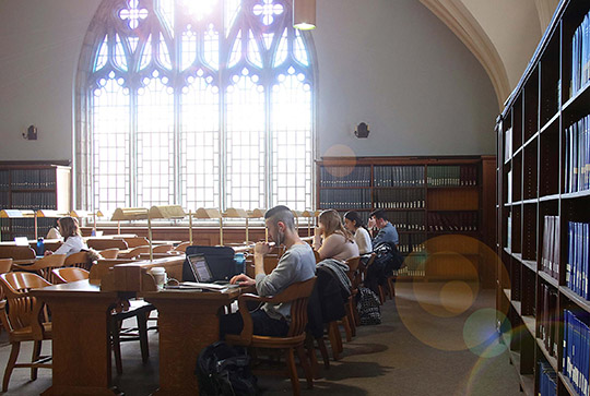 Students studying in Douglas Library