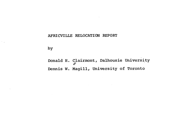 Africville Relocation Report (1971)