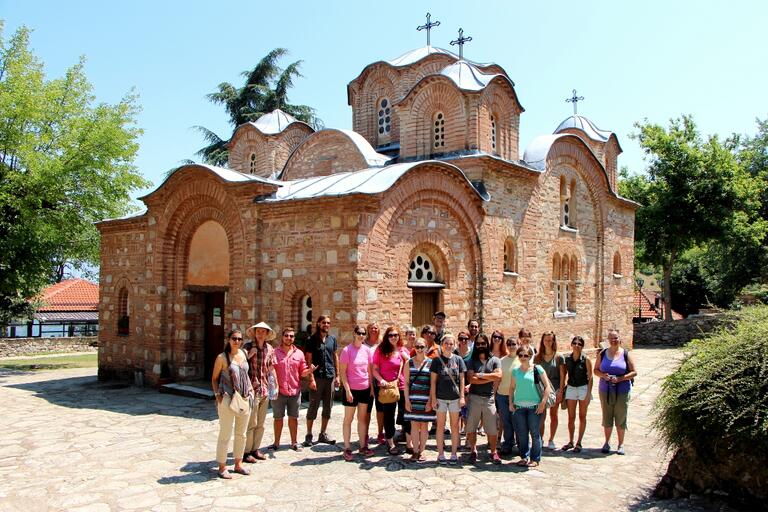 Stobi excavation team sightseeing in Northern Macedonia.
