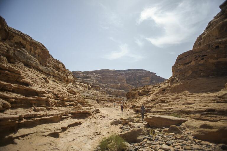 Picturesque view of desert rock formations in Jordan.