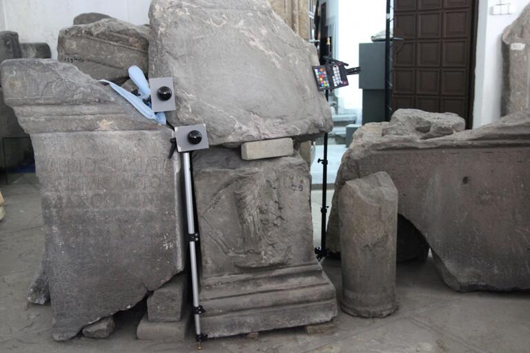 Columns found at the Stobi excavation site.