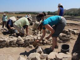Students working at the Stobi dig site.