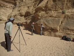 Students setting up to take placement photographs at Humayma excavation site.