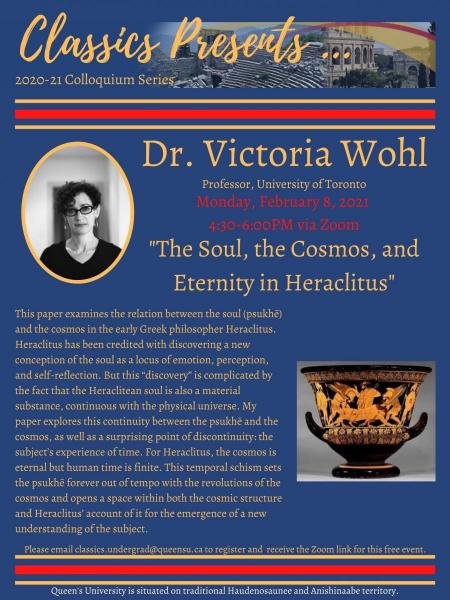 A poster from Dr. Victoria Wohl's event