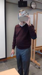 Faculty wearing VR headset