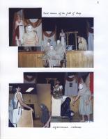 People in masks, one person in a chest plate during a play