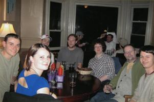 People sitting at a dinner table