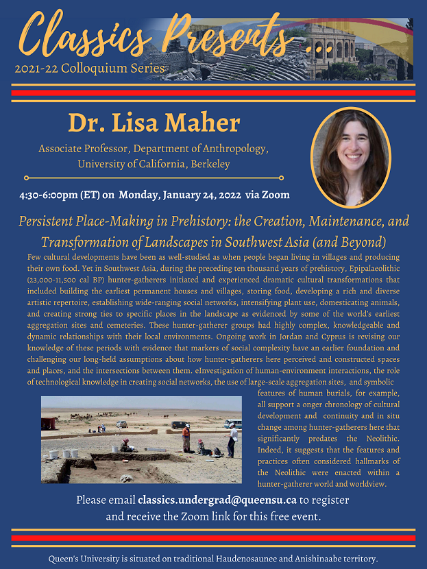 poster with info re Jan 24/22 speaker Dr. Lisa Maher