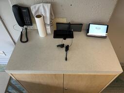 Image of the wall podium at the front of the classroom. This podium is not movable or height adjustable. This podium is accessible.