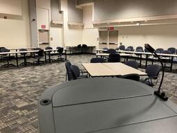 The instructors view while standing at the podium. 