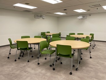 view of 4 round tables with chairs