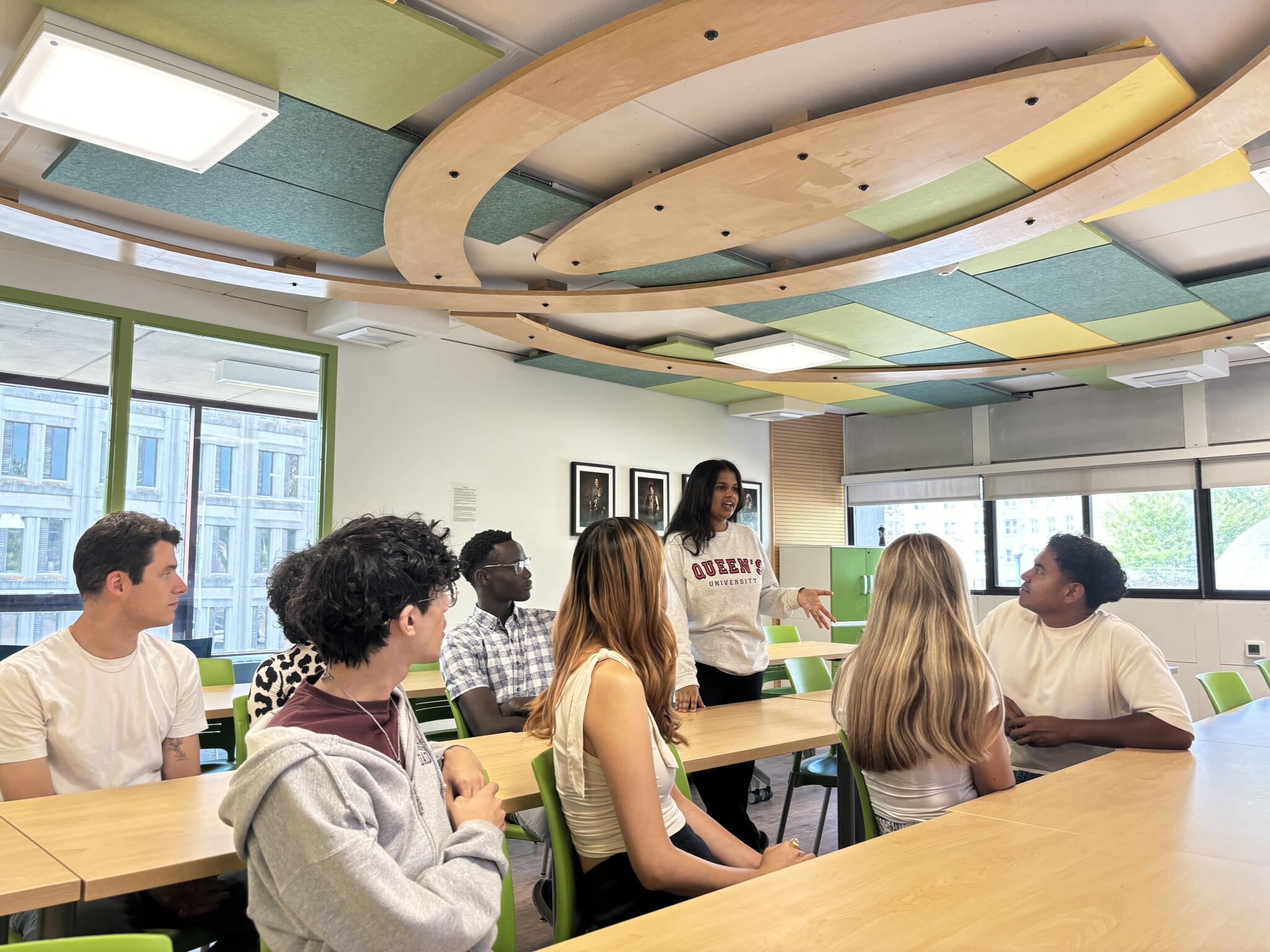 Students discussing during class