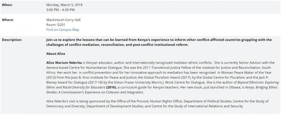 Alice Nderitu Event Details