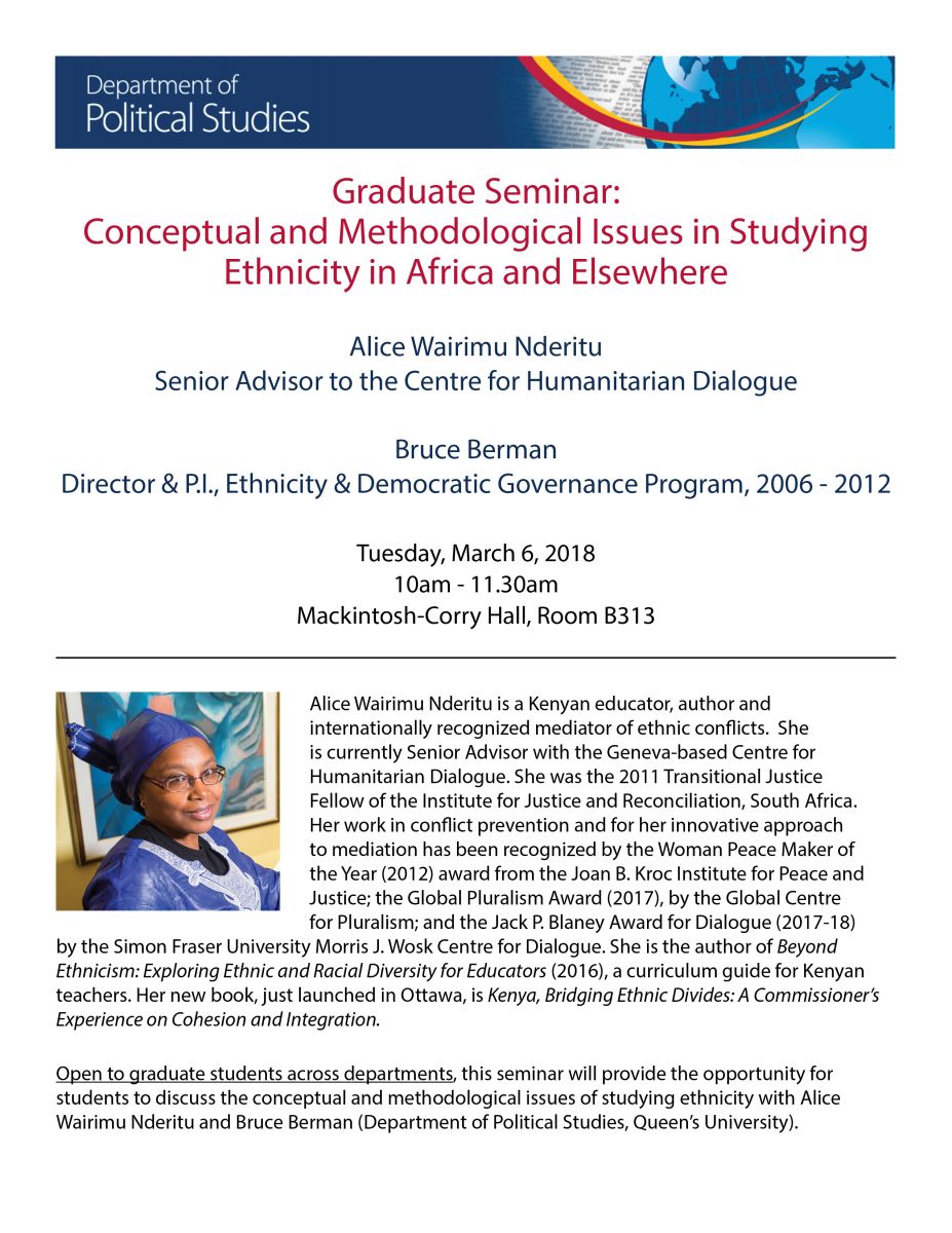 Alice Nderitu Graduate Seminar Information