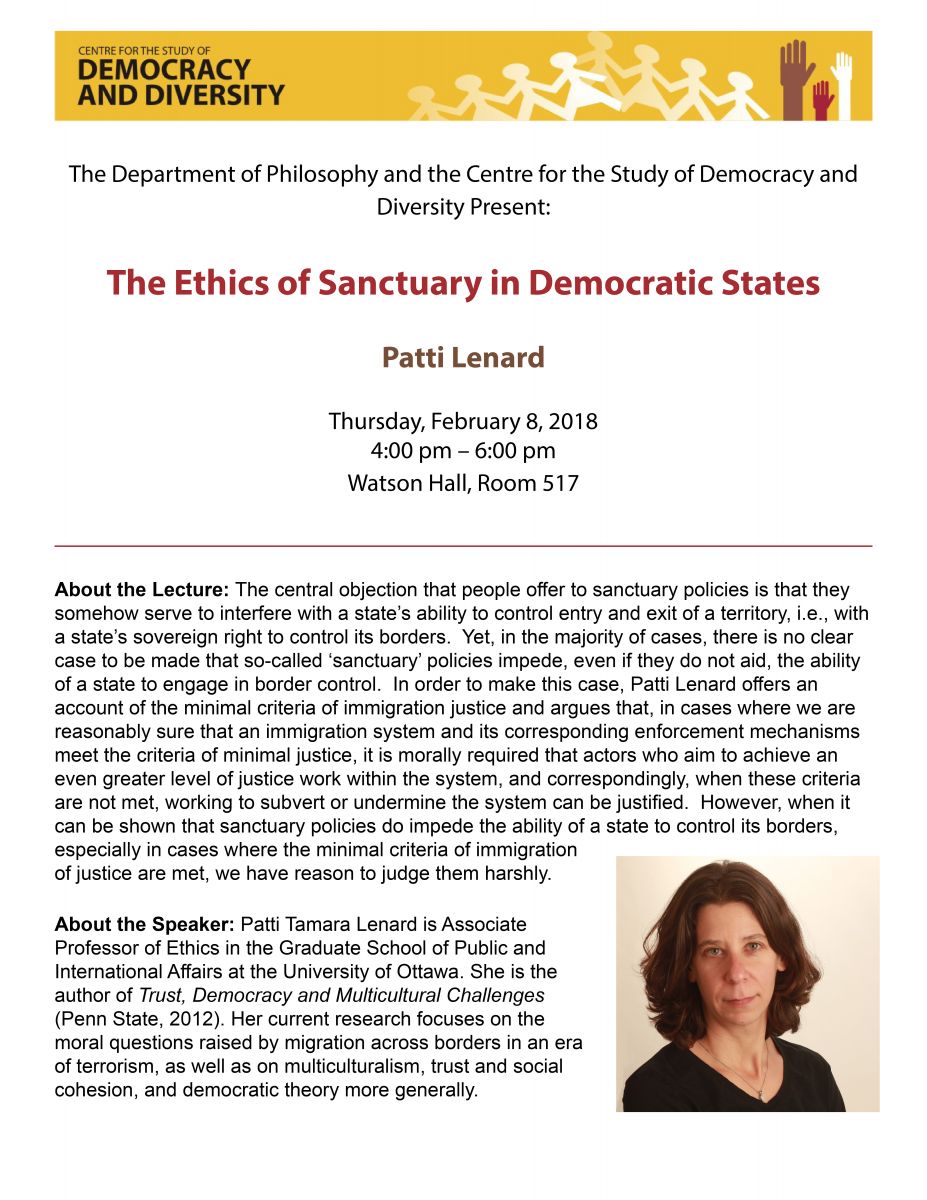Patti Lenard - The Ethics of Sanctuary in Democratic States Poster